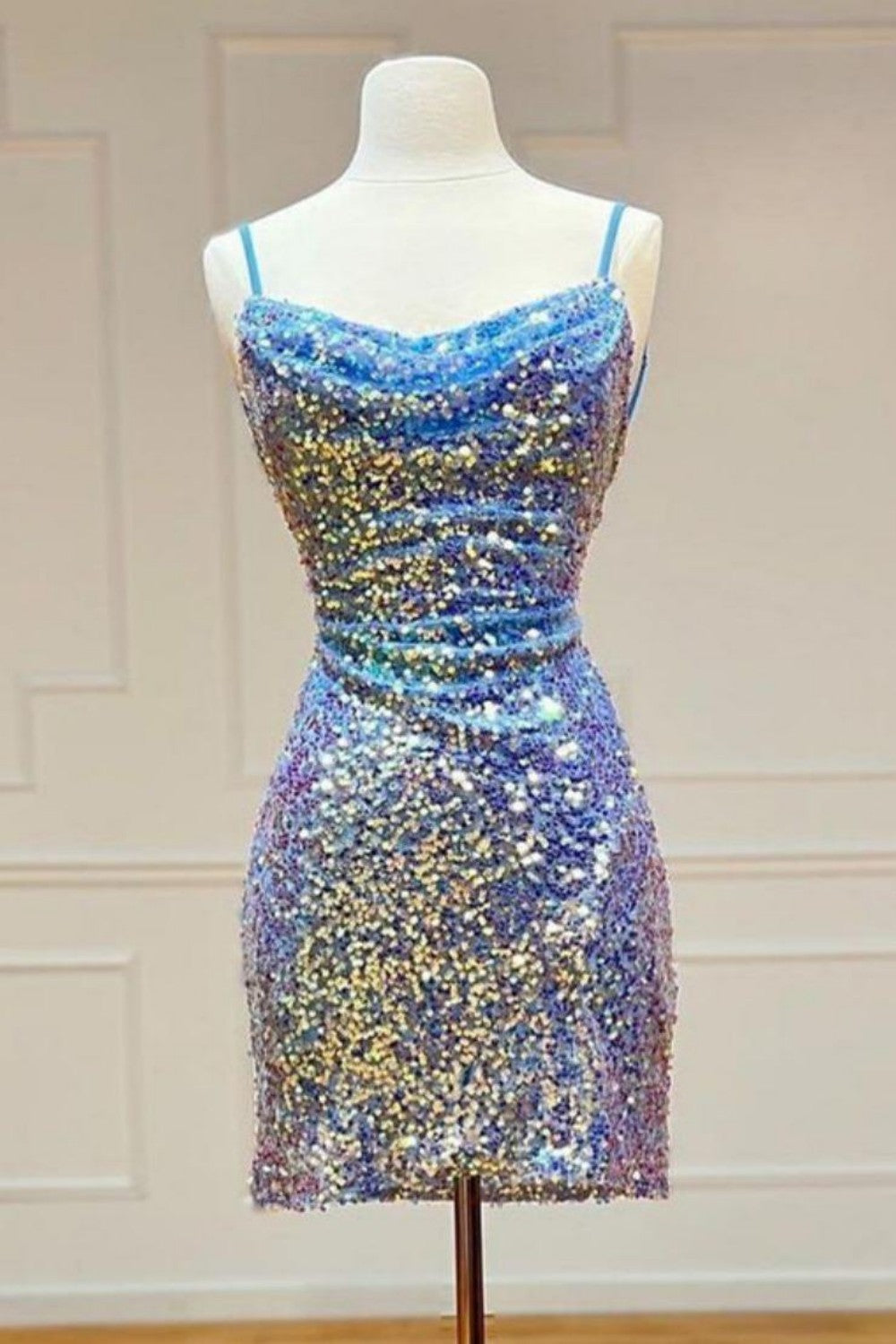 Romantic Sparkly Homecoming Dress with Sequin Detail and Elegant Strap Style