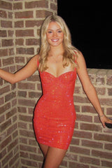Trendy Beaded Bodycon Homecoming Dress with Sweetheart Neckline