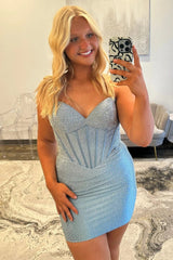 Stylish Crystal Embellished Homecoming Dress with Corset Waist and Sweetheart Neckline