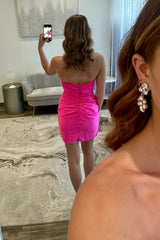 Stylish Strapless Tight Homecoming Dress with Trendy Cutout Design and Ruched Skirt