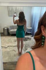 Sexy Cutout Mini Homecoming Dress with Thin Straps, Figure Hugging Fit and Ruched Detail