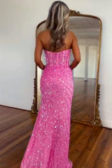 Sweetheart Mermaid Prom Dress with Sparkling Sequins and Side Slit Skirt
